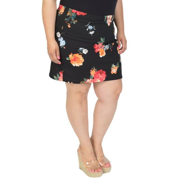 Stretch is Comfort Women's Plus Size Soft Stretch Fabric Basic Mini Skirt 